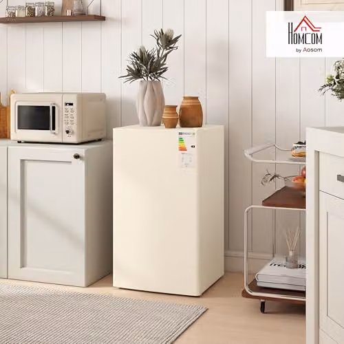 HOMCOM 91L Under Counter Fridge with Reversible Door and Fresh Zone, Beige – 2