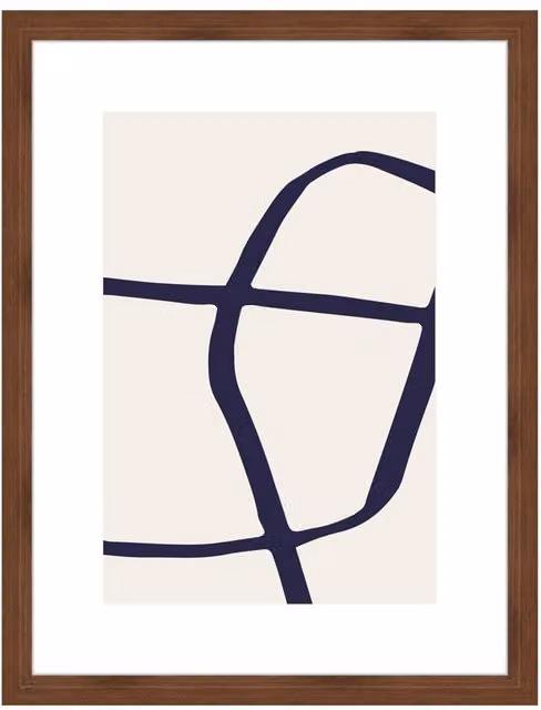 Nielsen Design Velino Single Picture Frame with Abstract Geometric Poster Print, Brown Wood and Glass, W/H: 30 x 40 cm