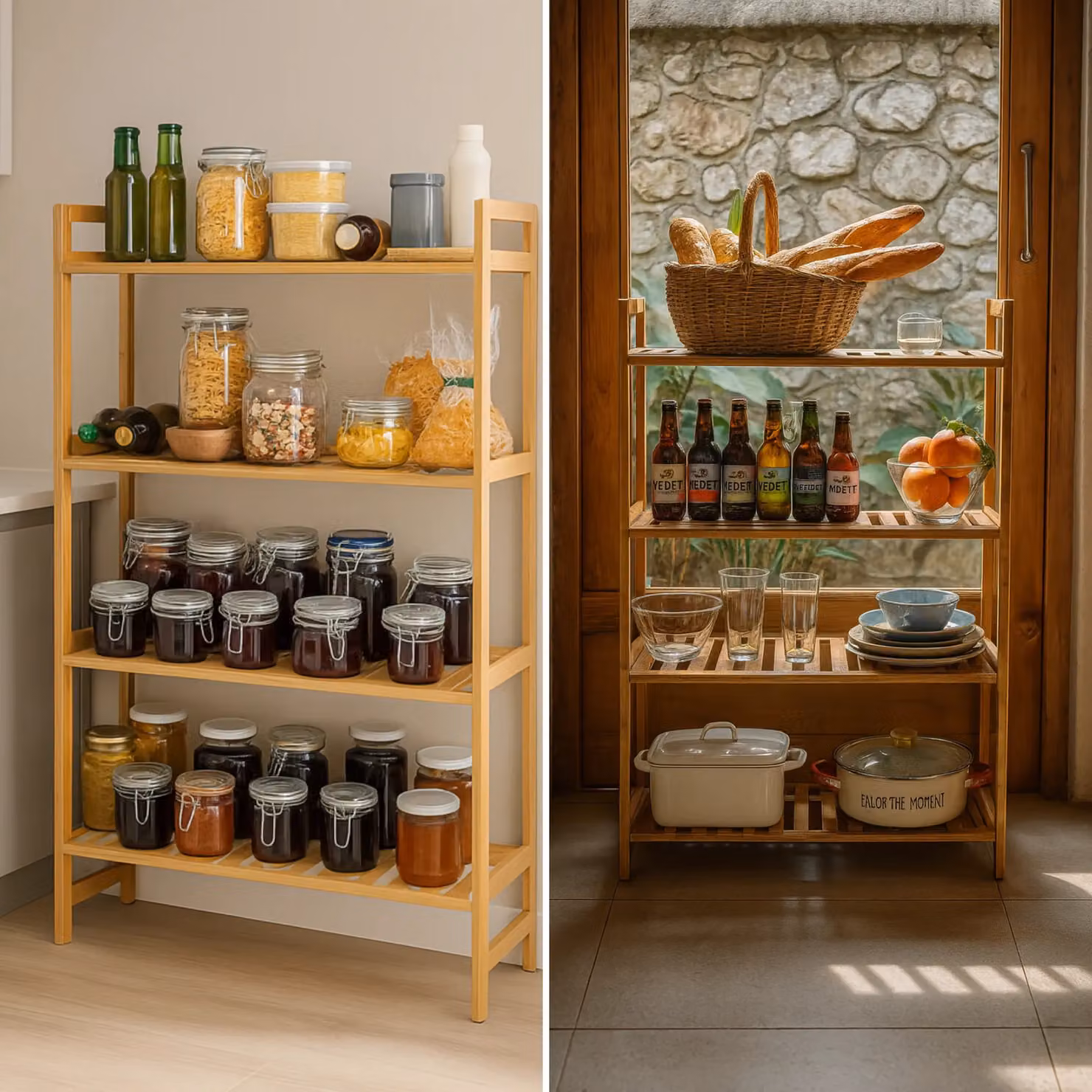 Pirlo Plush 4 Tier Bamboo Shelving Rack in Brown – 2