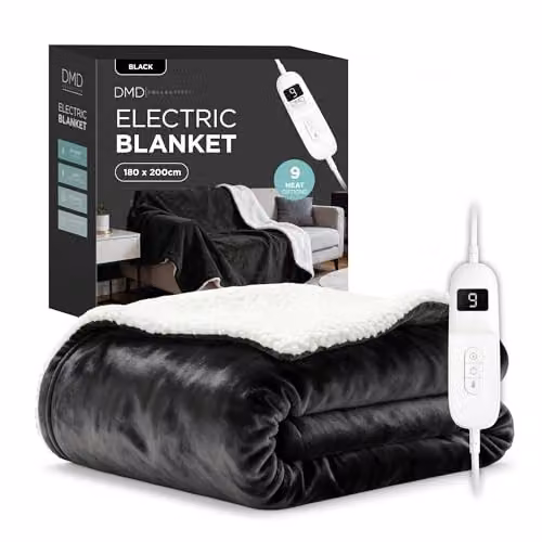 DMD Collective Electric Heated Fleece and Sherpa Blanket Throw in Black, W/D/H: 180 x 200 cm – 8