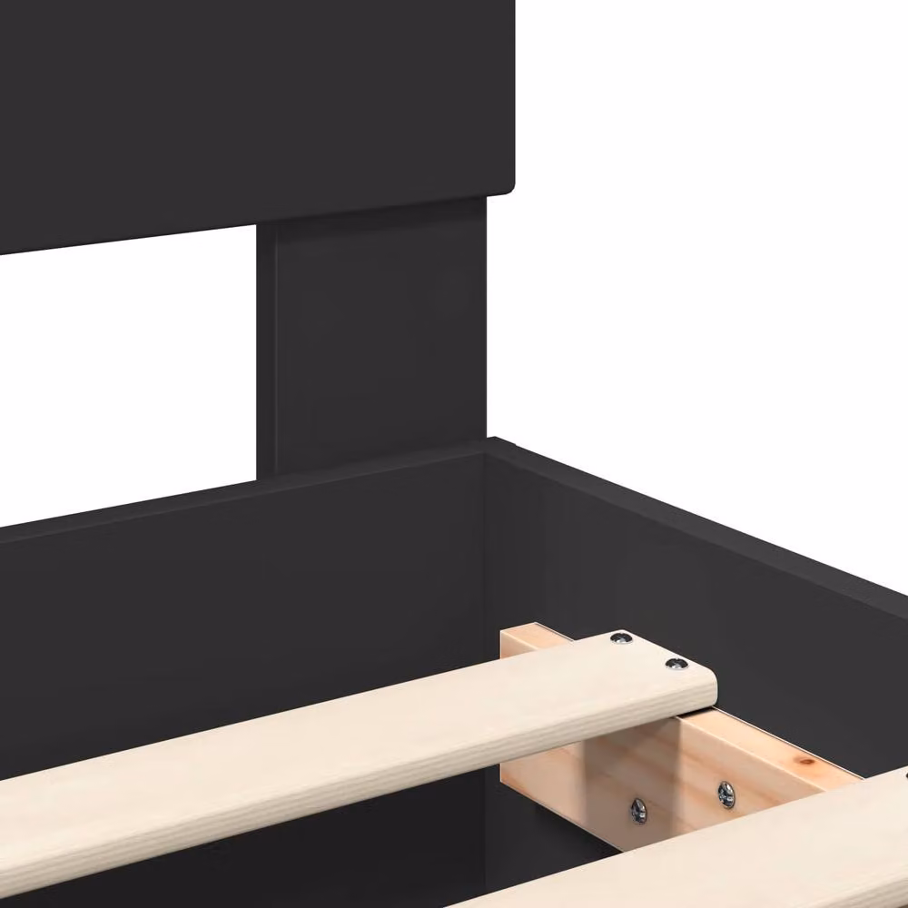 Berkfield Home Modern Bed Frame with Headboard in Black, Engineered Wood, 150 x 200 cm – 4