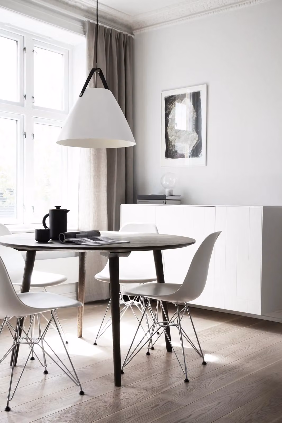 Nordlux Strap Suspended Pendant Light in White Metal with E27 Fitting, Diameter: 36 cm – 3