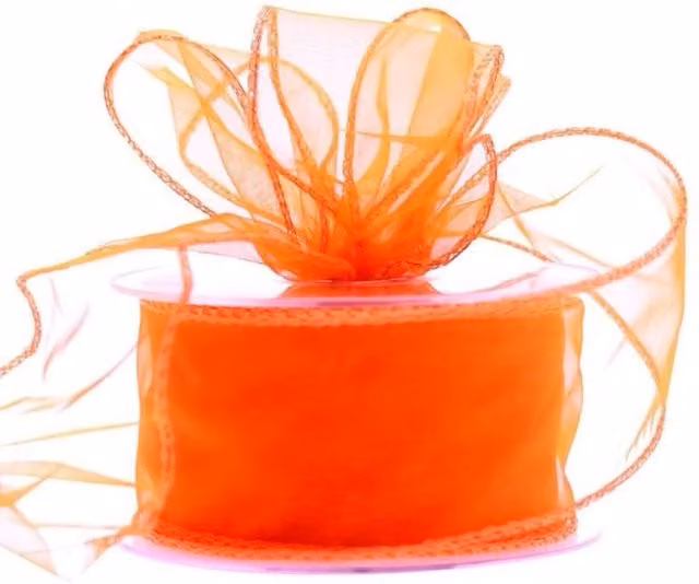 KDMD Orange Wired Chiffon Ribbon, 50mm, 2 Pack