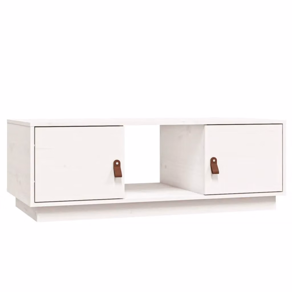 Berkfield Home White Rustic Solid Wood Pine Coffee Table W/D/H: 100 x 50 x 35 cm – 2