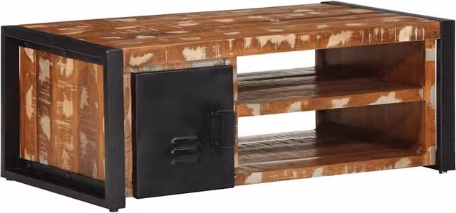 Berkfield Home Sturdy Multicolour Reclaimed Solid Wood Coffee Table W/D/H: 90 x 50 x 36 cm