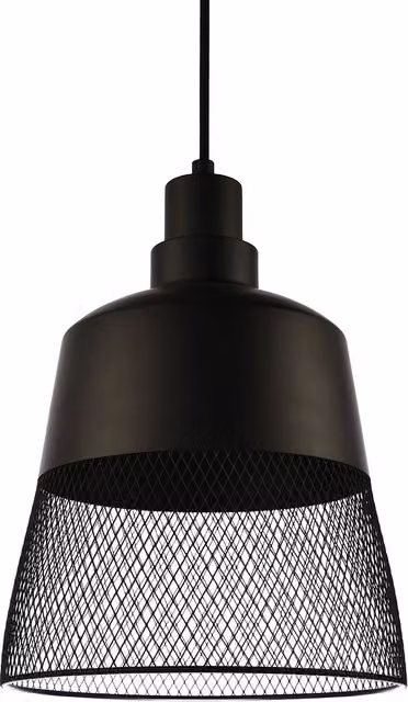 Happy Homewares Industrial Cylinder Pendant Light Shade with Metal Wire Mesh Grill in Black, W: 24 cm, H: 27 cm – 5