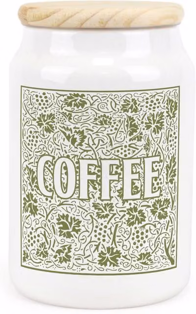 Purely Home Floral Green and White Ceramic Coffee Storage Canister