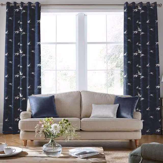 Laura Ashley Animalia Made to Measure Blackout Eyelet Curtain Panel in Blue