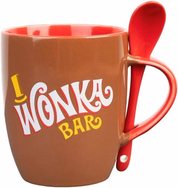 Grupo Erik Willy Wonka Ceramic Mug with Spoon, 380ml, Brown