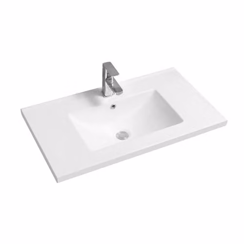Limoge 5001 White Ceramic Rectangular Mid-Edge Inset Bathroom Basin, W: 81 cm, D: 46 cm, H: 18 cm – 2