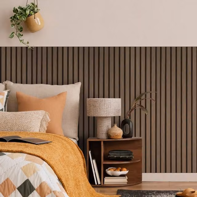 Fuse Acoustic Smoked Oak Wooden Wall Panel, Brown, W: 60 cm, H: 120 cm – 1
