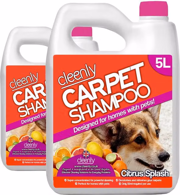 cleenly Pet Carpet Cleaning Shampoo and Odour Remover, Orange, 2 x 5 l – 1