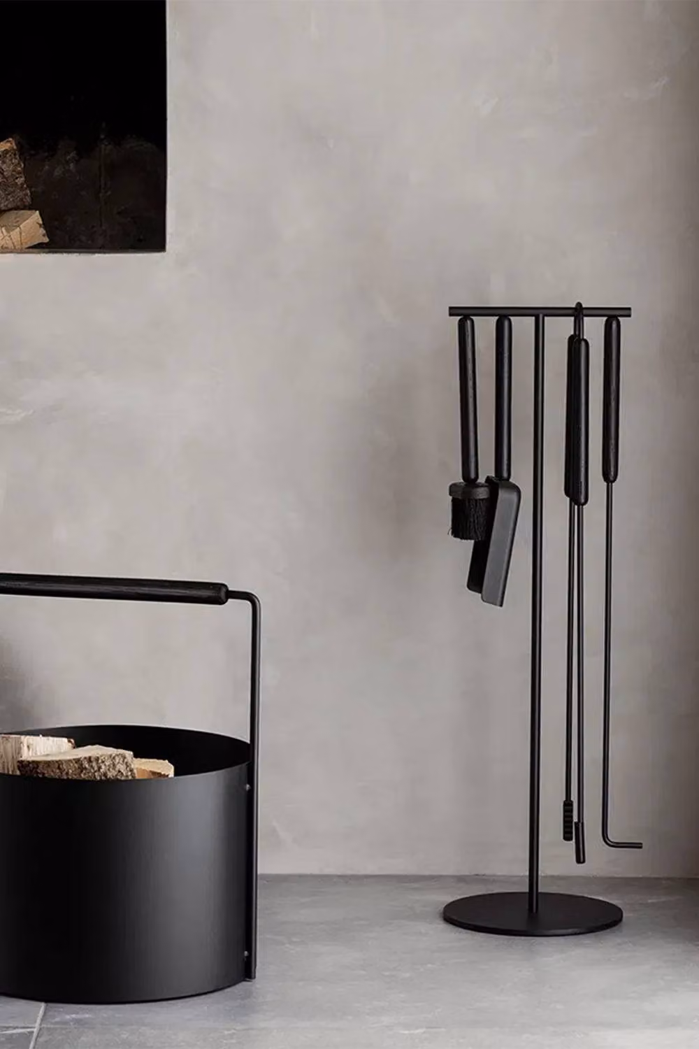 Blomus Ashi 3 Piece Steel Fireplace Tool Set with Black Oak Handle in Black – 4