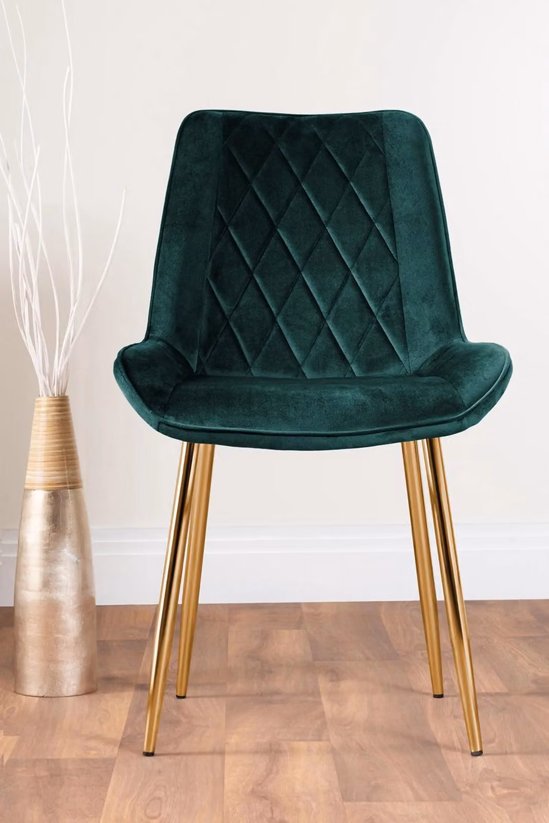FurnitureboxUK Andria Marble Effect Dining Table with Black Legs and 6 Pesaro Green Velvet Chairs with Gold Legs – 3