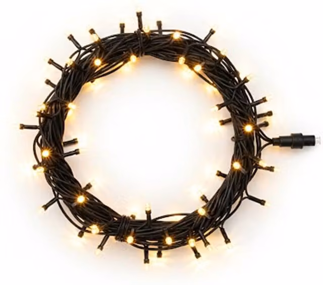 Pegdev LED String Lights in Warm White with Black Rubber Cable, IP65 Waterproof for Indoor and Outdoor Use, 5m