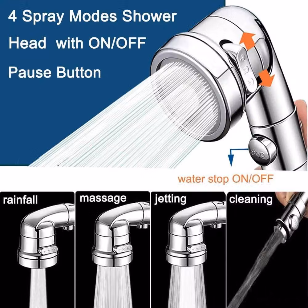 NESTLUNE Handheld Shower Head with 2.5m Hose and 3 Spray Modes in Silver – 4