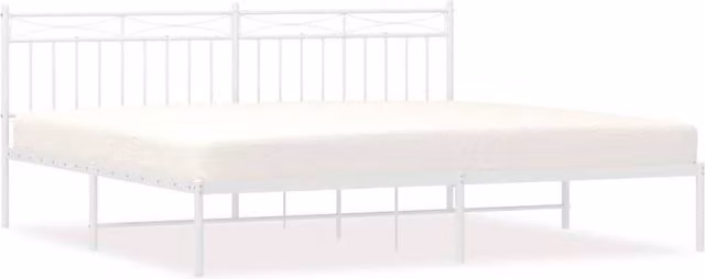 Berkfield Home Metal Bed Frame with Headboard in White 193 x 203 cm
