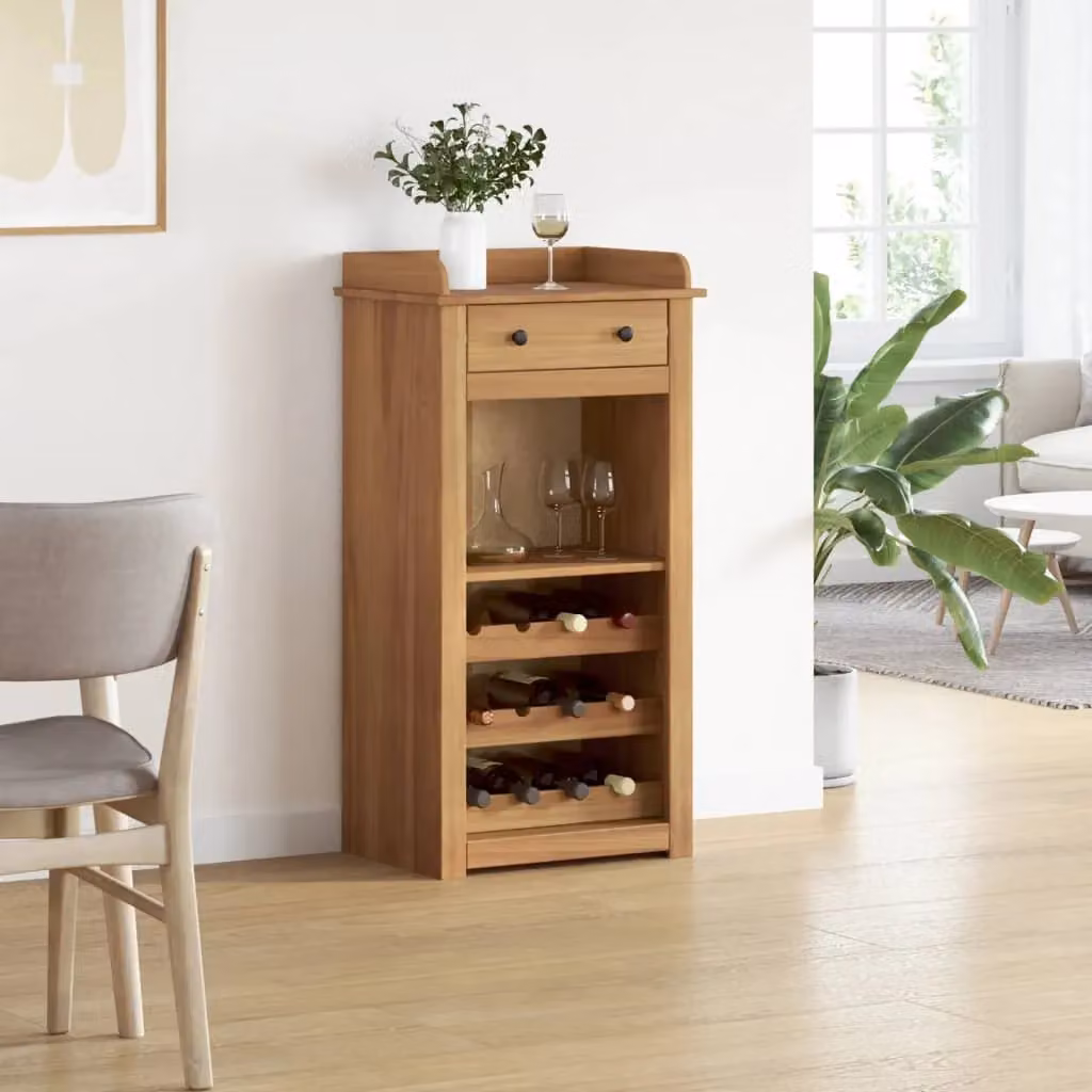 Berkfield Home Panama Rustic Solid Wood Pine Wine Cabinet, Brown, W/D/H: 57 x 40 x 111.5 cm – 3