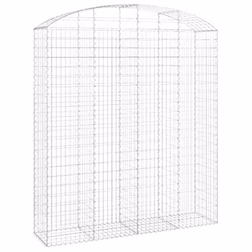vidaXL Arched Gabion Basket in Silver Galvanised Steel, W: 200 cm, D: 50 cm, H: 220/240 cm