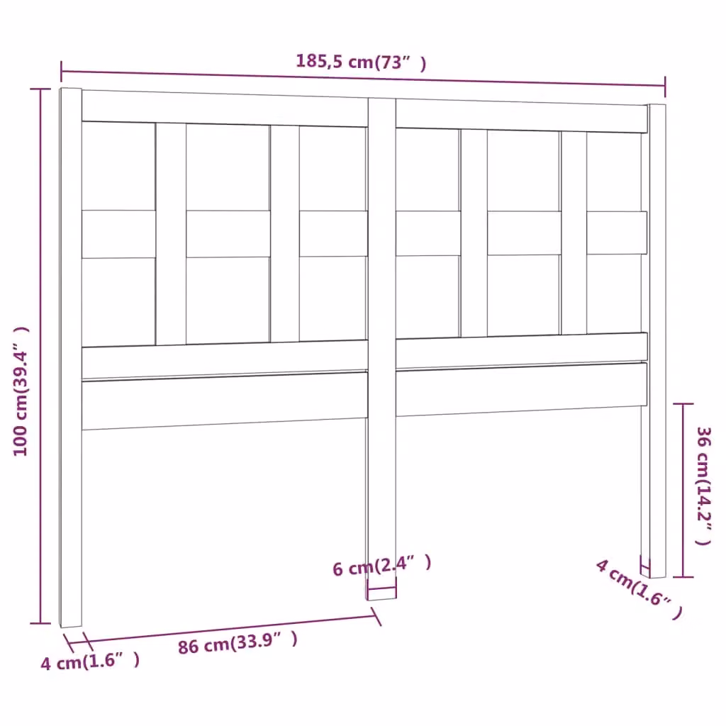 Berkfield Home Rustic Black Solid Wood Pine Bed Headboard W: 185.5 cm, D: 4 cm, H: 100 cm – 3