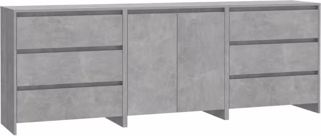 Berkfield Home 3 Piece Modern Sideboard in Concrete Grey Engineered Wood