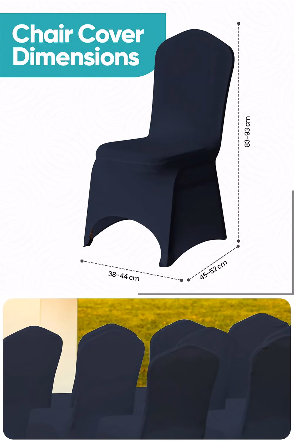 Neel Blue 10-Piece Navy Blue Spandex Arched Front Dining Chair Slipcovers, Stretchable and Washable Fabric – 2
