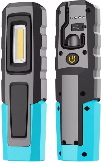 KOOLITE Rechargeable LED Work Light, 600LM Waterproof Inspection Lamp with Magnetic Stand and Clip, Blue – 8