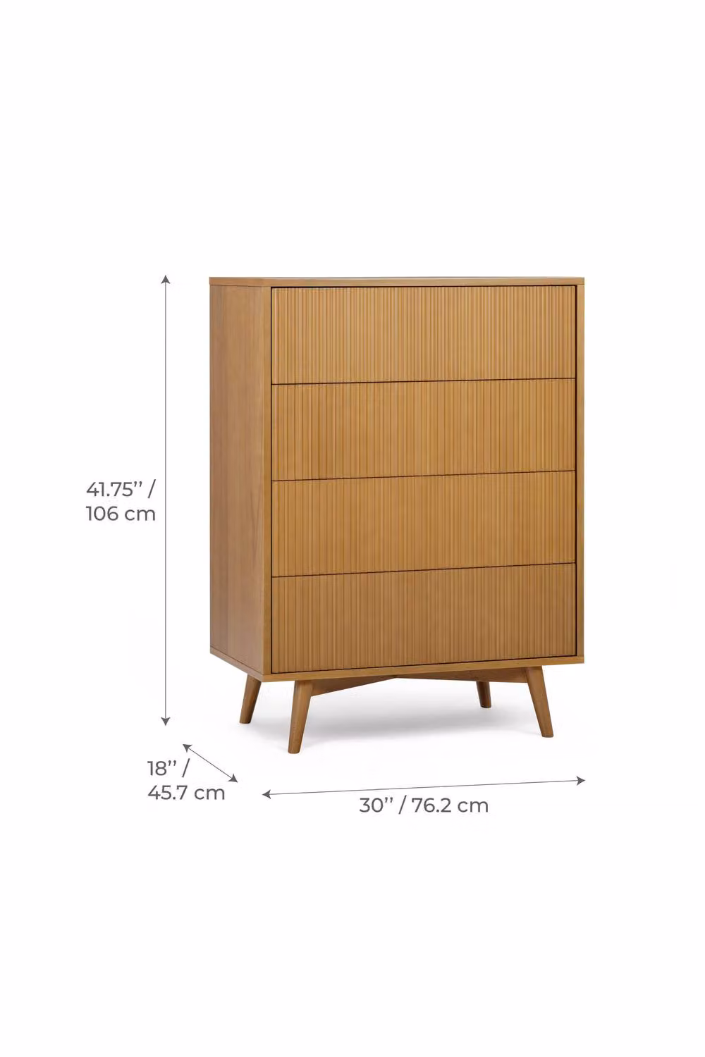Teamson Home Tremolo Acacia Wood 4 Drawer Bedroom Dresser in Brown – 3