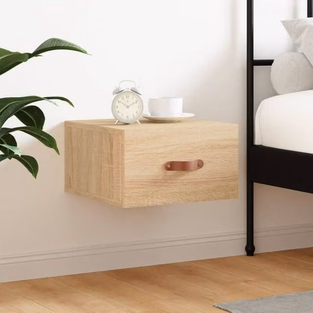 Berkfield Home Wall-mounted Bedside Cabinet in Sonoma Oak Brown, W/D/H: 35 x 35 x 20 cm