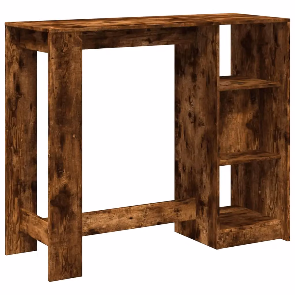 Berkfield Home Bar Table with Shelf in Smoked Oak Brown, W/D/H: 124 x 46 x 103.5 cm – 5