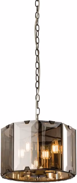 Loops Ceiling Pendant Light in Gloss Slate Grey with Smoked Cut Glass, 4 x E14
