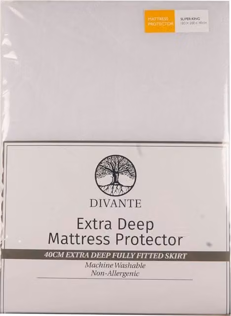 Divante Extra Deep Superking Mattress Protector in White, W/D/H: 200 x 200 x 40 cm