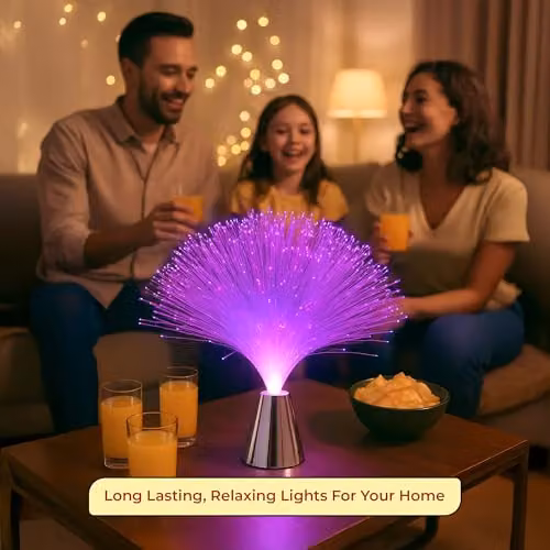 Innoteck Multicolour Fibre Optic LED Lamp with Rotating Effect, Battery Operated Night Light, H: 33.0 cm, W: 8.0 cm, D: 8.0 cm – 5