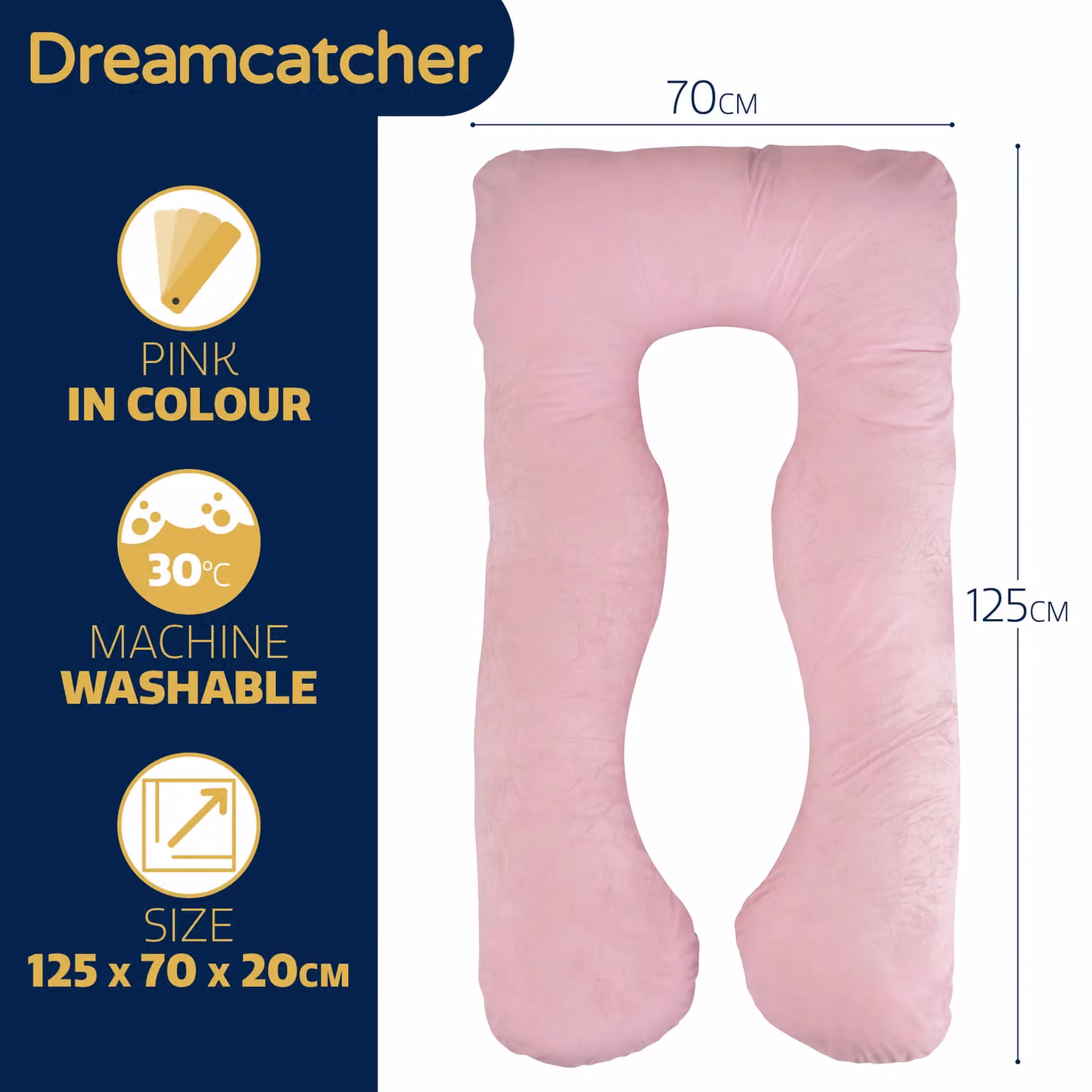Dreamcatcher Pink U-Shaped Pregnancy Pillow with Shredded Memory Foam and Removable Velvet Cover – 7