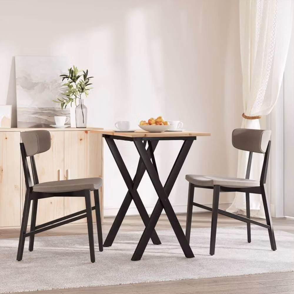 Berkfield Home X-Frame Dining Table in Brown Solid Pine and Steel, W: 80 cm, D: 50 cm, H: 75 cm – 3