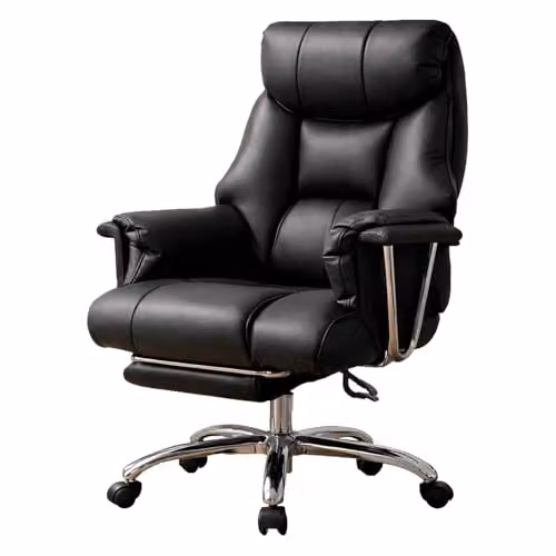 Levede Executive Office Chair in Black with Footrest, Ergonomic PU Leather Recliner and 360 Degree Swivel