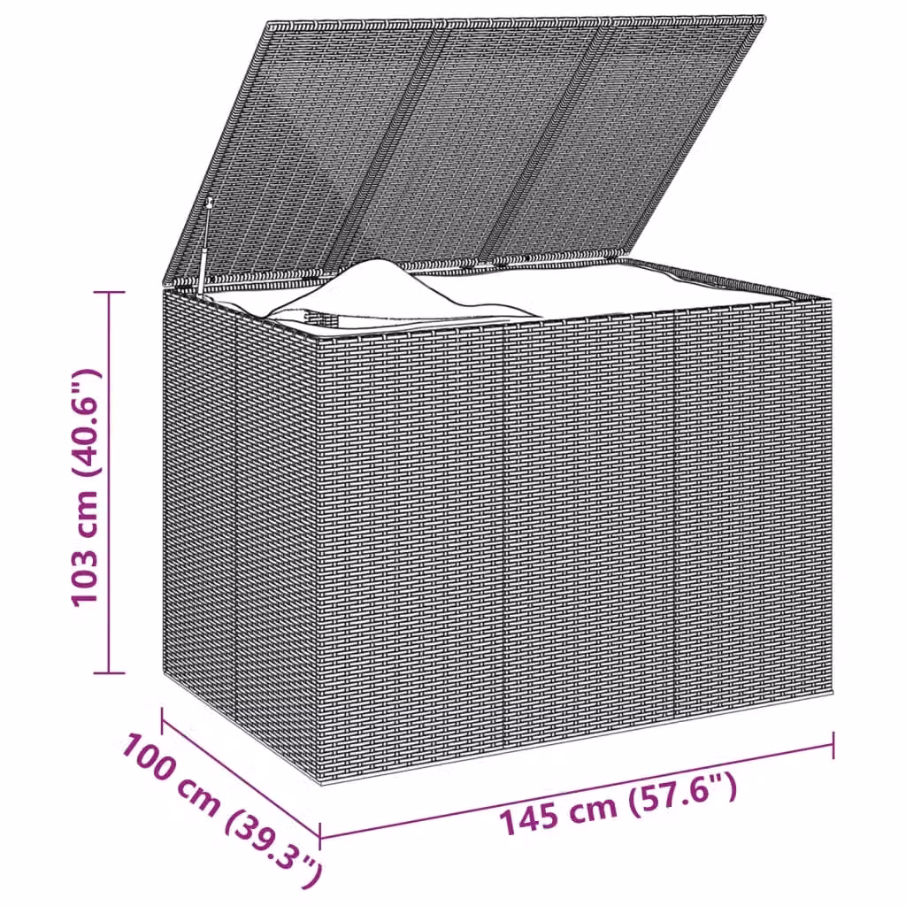 Berkfield Home Garden Brown PE Rattan Cushion Box, W: 145 cm, D: 100 cm, H: 103 cm – 3