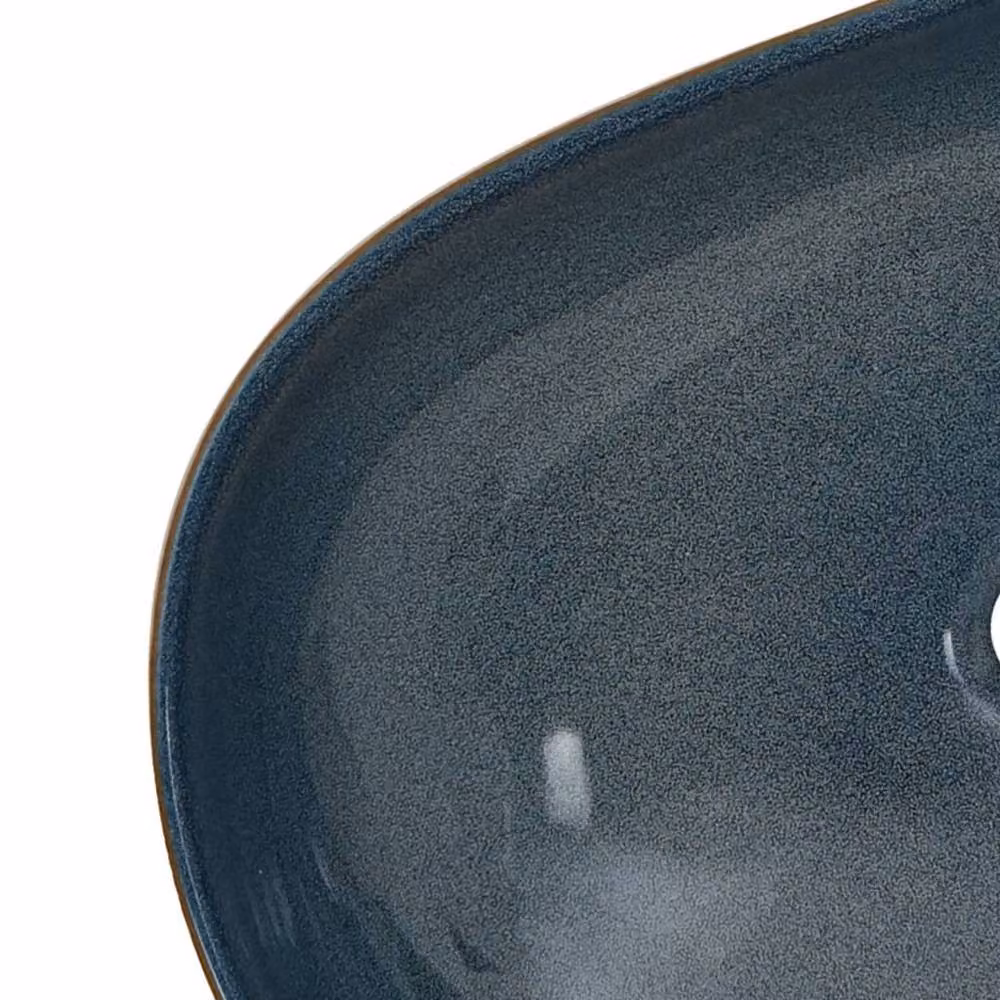 Berkfield Home Oval Ceramic Countertop Basin in Sand and Blue, W: 59 cm, D: 40 cm, H: 14 cm – 5