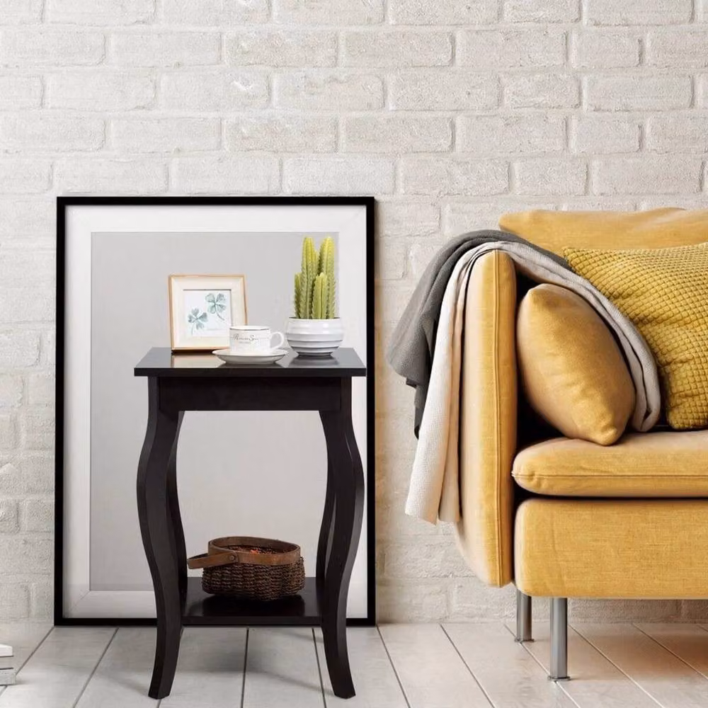 FORGEVIO Set of 2 Modern Black Living Room End Tables with Storage Shelves – 3