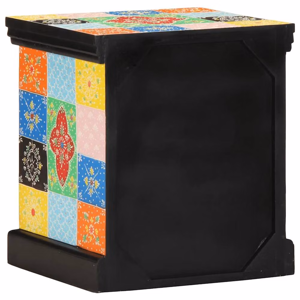 Berkfield Home Beautiful Floral Bedside Cabinet in Multicolour Solid Mango Wood W/D/H: 40 x 35 x 45 cm – 4