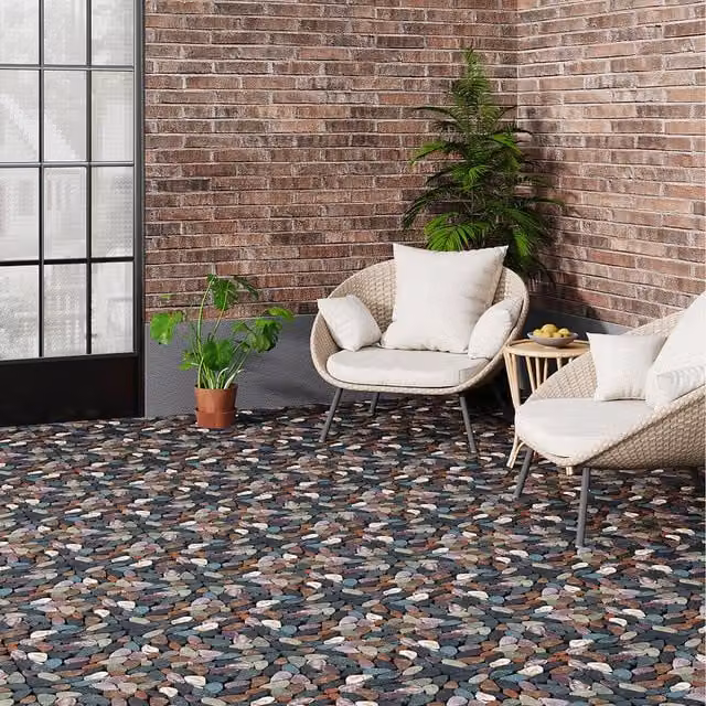 Lifeideas Set of 6 Multicolour Natural Stone Click System Flooring