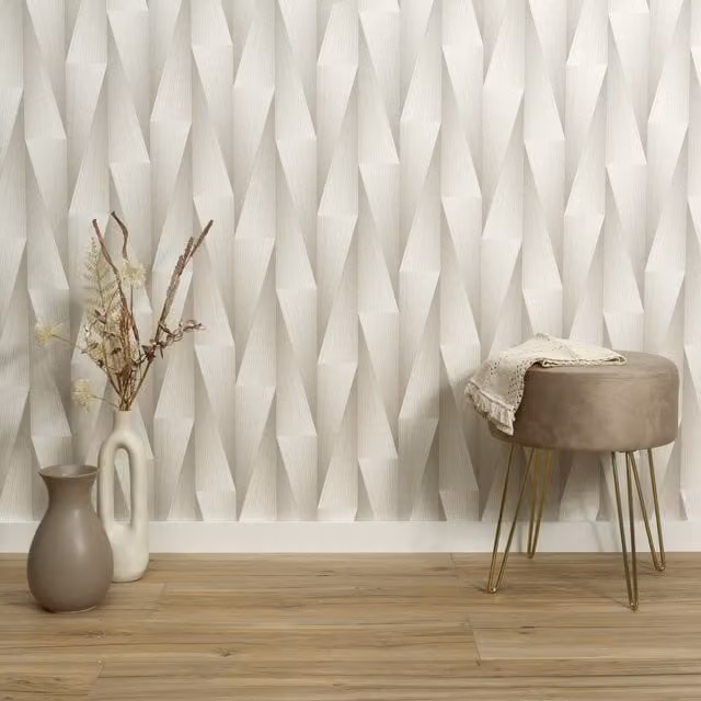 Erismann Shift 3D Wood Effect Vinyl Wallpaper in Natural White