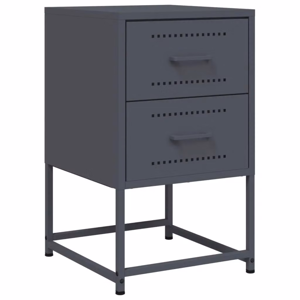Berkfield Home Anthracite Bedside Cabinet in Black Metal, W/D/H: 36 x 39 x 60.5 cm – 2