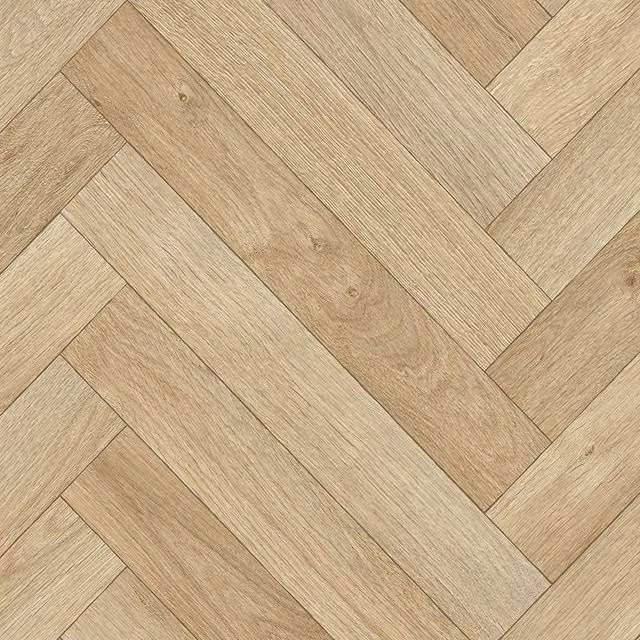 Alaska Light Beige Herringbone Wood Effect Vinyl Flooring Sheet, W: 200 cm, D: 300 cm, Thickness: 0.28 cm