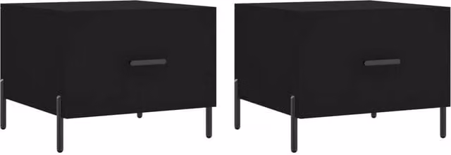Berkfield Home Set of 2 Black Modern Square Coffee Tables with Matt Engineered Wood Tops, W/D/H: 50 x 50 x 40 cm – 1