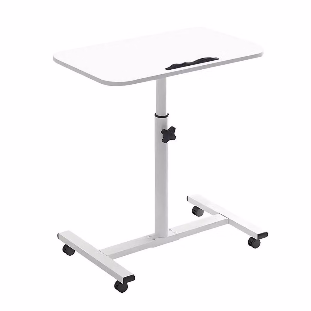 FORGEVIO White Adjustable Mobile Laptop Stand with Tilting Top and Sled Base – 2