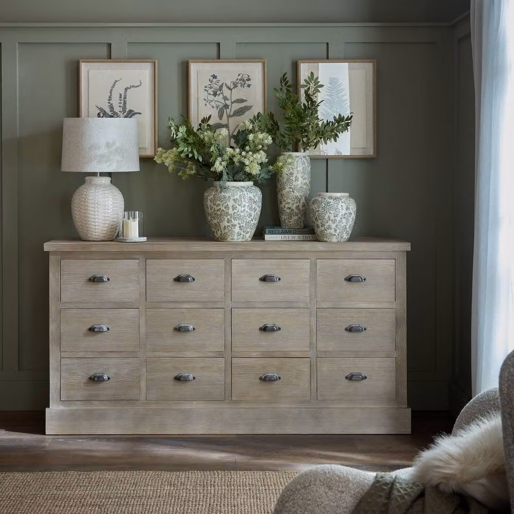 Lemon Pavilion Furniture and Decor Haldon Collection 12 Drawer Wood Chest in Brown, W: 170 cm, D: 40 cm, H: 88 cm – 3