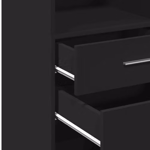 vidaXL Minimalist Black MDF Highboard with Internal Shelves and Open Shelf Doors, W/D/H: 124.0 x 30.0 x 21.0 cm – 4