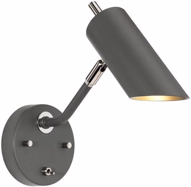 Elstead Quinto Modern Cylinder Wall Light in Grey with E14 Fitting