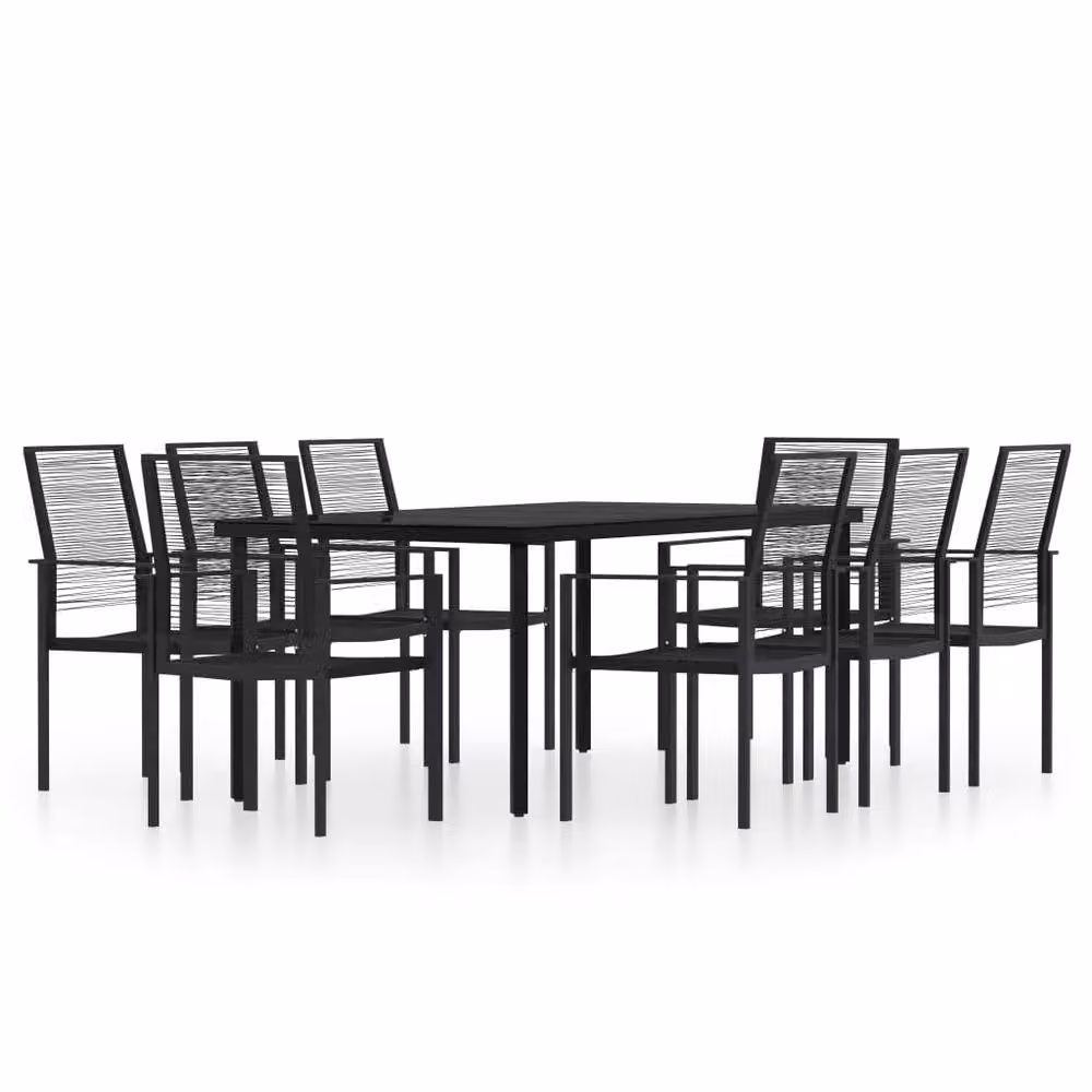 Berkfield Home 9 Piece Modern Garden Dining Set in Black – 2